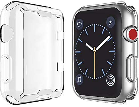 Yolin [2-Pack] All-around TPU Screen Protector Compatible with Apple Watch Series 3 38mm, Soft Protective Case For iwatch 38mm (2 Transparent)