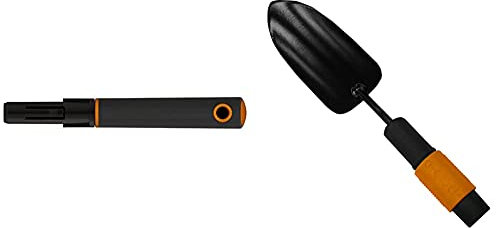 Fiskars Original QuikFit Handgriff für QuikFit Handgeräte, Länge: 24 cm + Blumenkelle, Werkzeugkopf, Länge: 31,5 cm