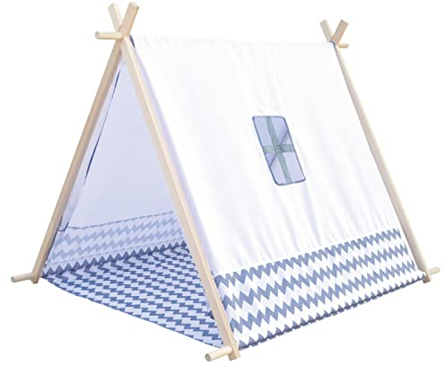 Bino world of toys Spielzelt für Kinder, Outdoor Spielzeug für Jungen & Mädchen (Spielhaus für drinnen & draußen, Zelt für Kinderzimmer & Garten, Playhouse geeignet ab 3 Jahren), Weiß-Grau