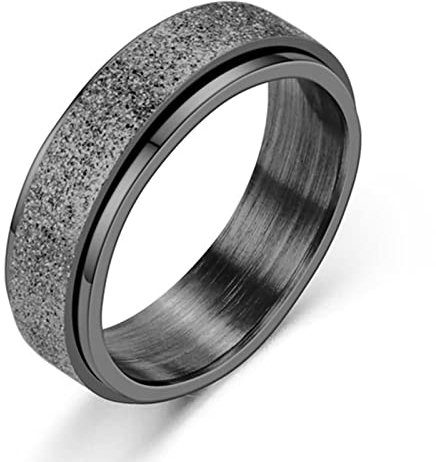 Aotiwe Ringe Aus Edelstahl, Herzensmensch Geschenk Freundin 6Mm Gefrostet Drehbar Schwarz 65 (20.7) für Freundschaft Liebe