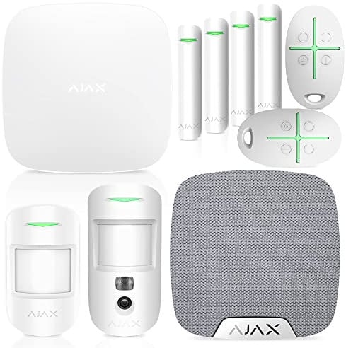 AJX - Alarma inalámbrica para casa Pro-AJAX Hub 2-Central Alarma-2 Detectores de Movimiento Incluyendo uno con cámara-ireno Interior-4 contactos de Apertura Puertas y Ventanas-2 mandos a Distancia