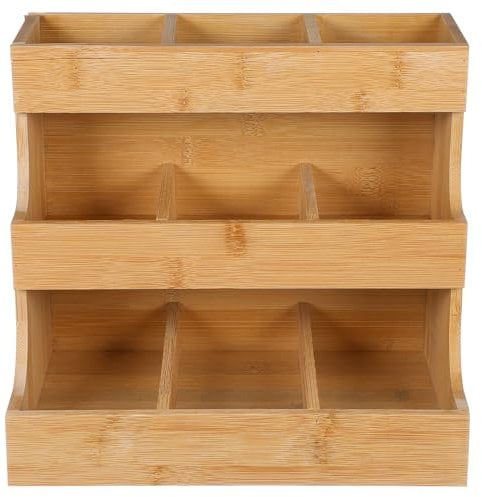 Vertical Tea Bag Organizer Tea Bag Caddy Box Wood Tea Bag Holder Tabletop Tea Bag Holder Dispenser 180 Tea Bags Wooden Tea Box Tea Chests for Tea Storage for Home Kitchen Office Café
