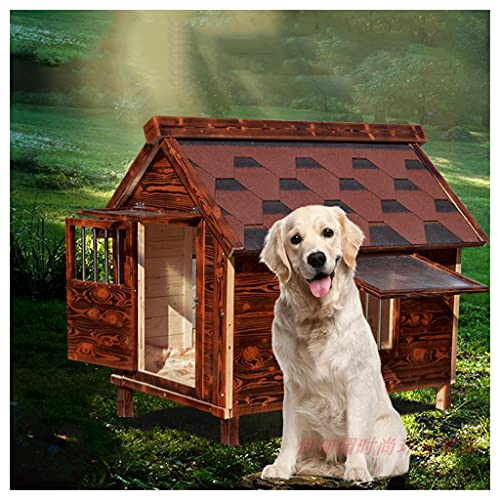 Hundehütten Für Draußen Holz Karbonisiert, Hundehütte Outdoor Hundehütten Wasserdicht Regenfest, Hundehütte Hundekäfig Mit Türfenstern,73×61×74cm (73×61×74cm)