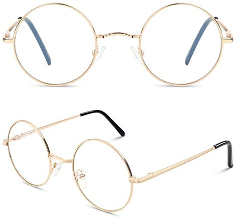 CGID Lennon Runde Brille Damen Herren Kreis Retro Vintage Metallrand, Gold