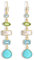 MadamLili - Ohrringe Gold Multi Edelsteine - 925 Sterling - Aquamarin Chalcedon Mondstein Peridot - Edelstein Ohrhänger Schimmernd - Exklusive Schmuckbox (925 Silber Vergoldet)