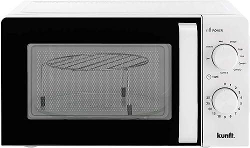 Kunft Microondas 20L con Grill KMW-5219, 1100 W, 5 Nivelles de Potencia, Temporizador hasta 30 minutos, Botones Rotativos en el Panel, Blanco