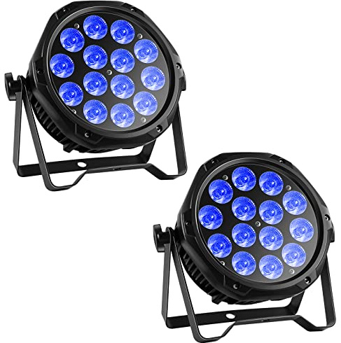 PUZILOZA 2PCS RGBW 70W LED Par IP65 Wasserdichte, 14 LED Bühnenlicht mit D-MX 4/8CH und Wasserdichtes Kabel, Discolicht Partylicht Outdoor für DJ Bar Club Pool Beleuchtung Weihnachten Helloween