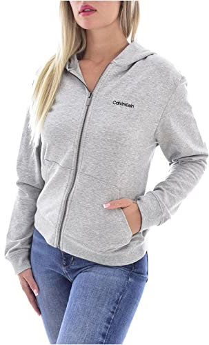 Calvin Klein Felpa con Cappuccio e Cerniera Donna Zip, Grigio (Grey Heather), XS