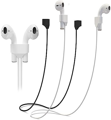MyGadget Lacci magnetici (2 pezzi) compatibili con AirPods 1 | 2 | 3 | Pro - in silicone e ideali per lo sport - [70 cm lunghezza] - Laccetti Cuffie Nero | Bianco