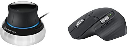 3Dconnexion SpaceMouse Compact & Logitech MX Master 3S - Kabellose Performance-Maus mit ultraschnellem Scrollen, Ergo, 8K DPI, Glas-Tracking, Leise Klicks, USB-C, Bluetooth - Graphit