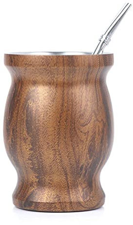 CHLOEF Taza de té de calabaza Yerba Mate de acero inoxidable 304, 8 onzas, plata, doble pared, incluye cuchara y cepillo