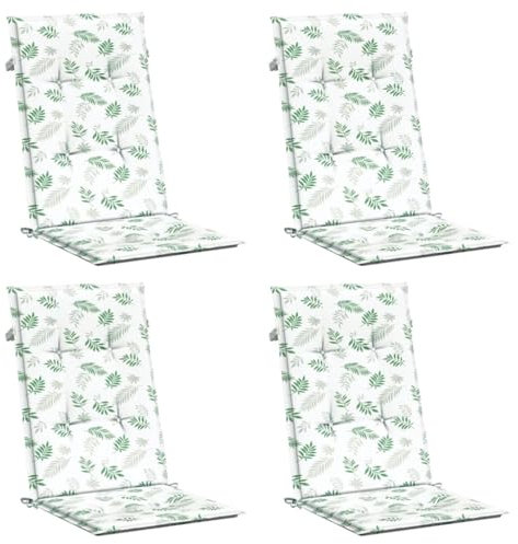 vidaXL Hochlehner Auflage 4 STK., Sitzkissen für Gartenmöbel Hocker Ottomanen, Wasserabweisendes Sitzpolster, Sitzauflage Stuhlauflage, Blattmuster Stoff