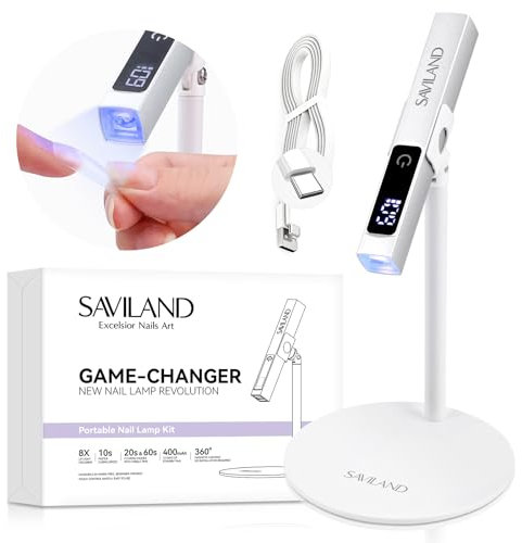 Saviland Mini Lampe U V a Ongles, 12W 360° Réglementaire Lampe a Ongle Sans Fil avec Écran Tactile, Minuterie, Petite Lampe a Ongle pour Vernis Semi Permanent, Pose Americaine Ongle, Capsule