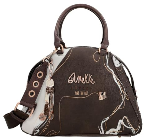 Anekke - Sac pour femme - Sac en similicuir avec 2 poignées, bandoulière et fermeture éclair - Couleur marron Shoen - Accessoires et accessoires pour femme - Dimensions 32 x 23 x 15 cm