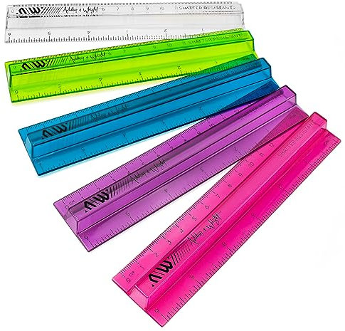 Ashton and Wright - 15 cm erhöhte Lineale – bruchfest (5 Stück, transparent gemischt)