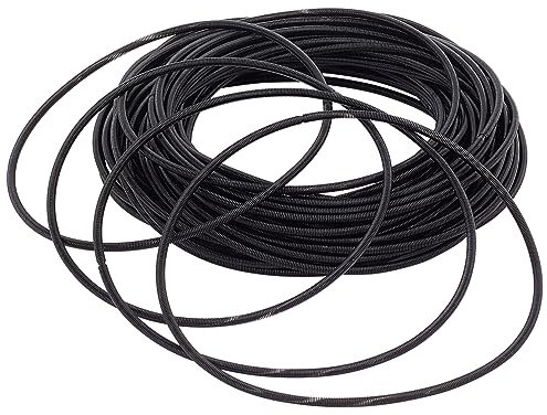 BENECREAT 50 Pièces Bracelets de Cordes de Guitare de 58mm, Bracelets à Ressort Noirs Bracelets Minimalistes Fil Flexible Bracelet en Couches de Fil Gimp Français pour un Port Empilable