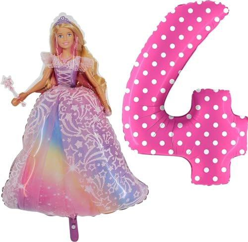 Toyland® Barbie-Folienballon-Set – 1 x 42-Zoll-Ballon in Charakterform und 1 x 40-Zoll-Zahlenballon – Partydekorationen für Kinder