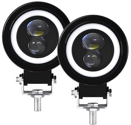 Shkalacar Phares Avant Moto,Phare LED Moto, 60 W 6000 K, projecteurs Super Lumineux, antibrouillard étanches pour Voitures, tracteurs, camions, VTT, SUV, Bateaux (lumière Blanche, Lot de 2)