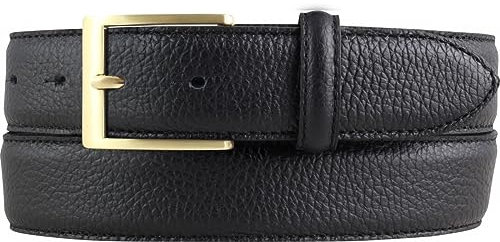 BELTINGER Italienischer Anzug-Gürtel, 35 mm breit, Herren, Anzuggürtel, Hosengürtel, strukturiertes Leder, Schließe Gold | Schwarz 105cm