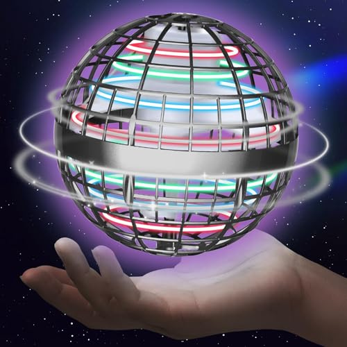 Sosuy 2026 Fliegender Ball Spielzeug FüR Junge, Hover Flying Rotierender Schwebeball Magischer Boomerang Spinner Mini Drohne Ball Weihnachts Geschenke FüR Jungen Kinder üBer MäDchen 6 7 8 9 10+ Grau