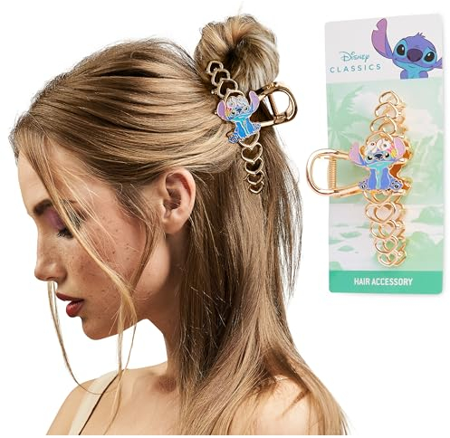 Disney Stitch Haarklammer Metall Claw Clip, Kinder Haarschmuck Gold - Geschenke für Mädchen