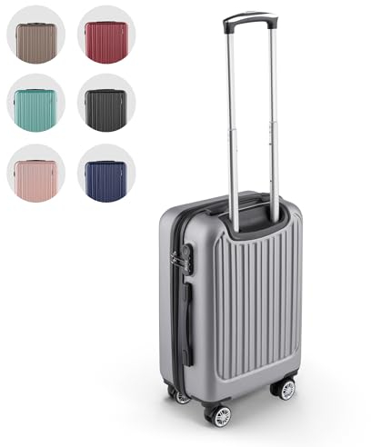 Easy Move ABS Hartschalenkoffer - Ergonomisch & Sicher - Kleiner Trolley Koffer mit 360° Rädern, Zahlen-Schloss - Rollkoffer, Reisekoffer Klein (Silver Gray, 54cm)