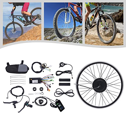 BAOCHADA 24 Zoll LCD E-Bike Umbausatz 500W Elektrofahrrad Umbausatz, Ebike Conversion Motor Kit für Vorderrad 36V, 5 Gänge Elektrofahrrad Motor Vorderrad Kit mit LCD Display
