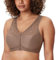 DELIMIRA Women's Front Fastening Bras Lace Wireless Plus Size Full Coverage Racerback Support Bra Brown Purple 42G