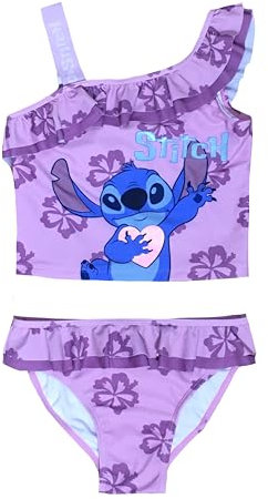 Disney Lilo & Stitch - Traje de baño de una pieza para niñas, de 5 a 13 años, 2 piezas: lila, 8-9 años