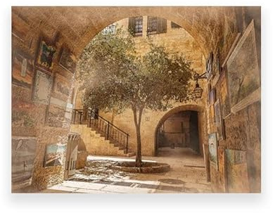 SHINERING Vintage Jüdische Kotel Wandmalerei Kunstdrucke Jerusalem Altstadt Fußgängerzone Abstrakte Malerei Leinwand Poster Dekor Judaica Geschenk 40Cmx50Cm Kein Rahmen