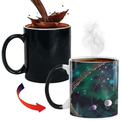 ZONSUSE Solar System Colour Changing Mug,Planet Heat Changing Mug,Funny Heat Sensitive Magic Coffee Cup,Unique Astronomy Gifts for Man Boyfriend Boy Astrophysics Enthusiast 330ml (Solar System)
