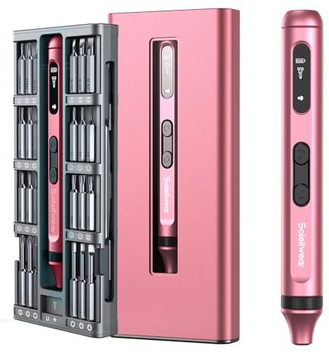 Mini Electric Screwdriver, 52 in 1 Electric Screwdriver Kit with 48 Magnetic Bits, Soleilwear Precision Screwdriver Cordless Repair Tool for Phone Camera Laptop Watch