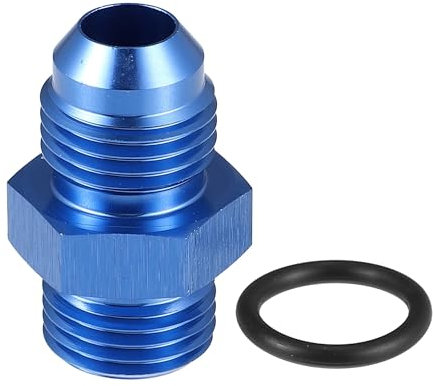 MACHSWON 6AN Flare to 6AN ORB O Ring Port Male Fuel Pump Rail Adapter Fuel Fitting Adapters for Car Aluminum Alloy Fuel Oil Line Pipe Connector Blue