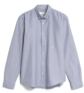 ARMEDANGELS Herren Hemd aus Bio-Baumwolle QUAASA Stripes Regular Fit White-Faded Indigo L