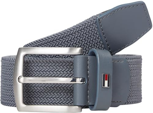 Tommy Hilfiger Herren Gürtel Denton Elastic 3,5 cm Geflochten, Grau (Overcast Grey), 95 cm