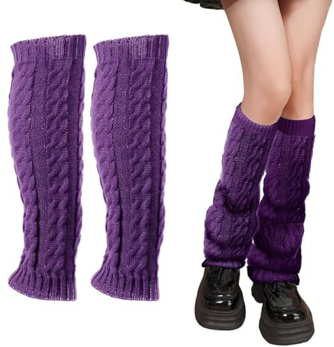 AUNGCSHE Winter Leg Warmers, Stulpen Damen für Damen aus Wolle und Acryl, Weich Sportgeschenk, Beinlinge zum jeden Tag, Tanzen, Sport, Gym, Bergtouren, Beinwärmer Damen Mädchen für Ballett (Lila)
