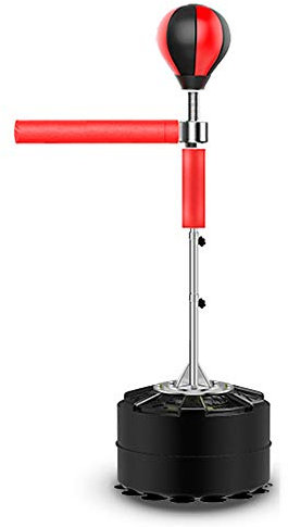 Höhenverstellbar Boxsack Stehend, Höhenverstellbarer freistehender Boxball, Standboxsack, Boxball für Erwachsene für das Boxtraining (Rot+Schwarz, 51cm)