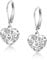 925 Sterling Silver Heart Drop Earrings for Women, ASH'S CHOICE Small Cartilage Sterling Silver Huggie Earring, Silver Hoop Earrings with Hollow Heart Drop French Hook Dangle Hoop Earrings for Women