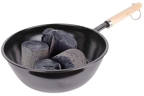 Kohle Starter Pot - Barbecue Kohle Topf mit Holzgriff - Holzkohlestarter, hohler Topfboden für Outdoor Barbecue und BBQ