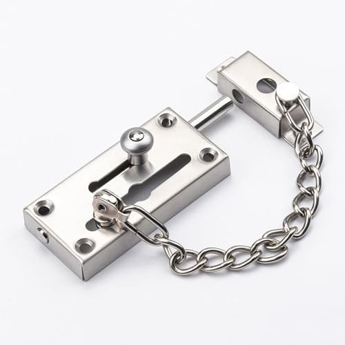Hochleistungs-Sicherheits-Türkette, Schieberiegel-Türriegel mit Verdickter Kette, Metallriegel, für Alle Arten von Türen, Fenstern(Silver)