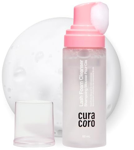 Curacoro 60ML Wimpernreiniger (Duftfrei) – Wimpernshampoo für Wimpernverlängerungen, Schaumreiniger für empfindliche Haut, entfernt wasserfestes Make-up für professionellen und privaten Gebrauch