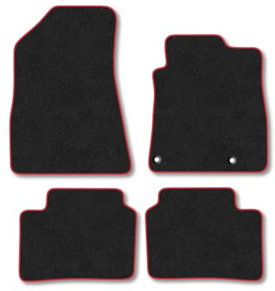 Kia Niro (2022+) [Plug-in Hybrid] Carpet Car Mats | Red Edge Trim Tailored Fit Floor Mats Full Coverage Protection Accessories Easy Clean Anti Slip Made in the UK