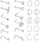 Tucnoeu 22pcs Nasenpiercing Stecker Nostril Piercing Set Nose Piercing Chirurgenstahl Nasenringe Nasenstecker für Damen und Herren