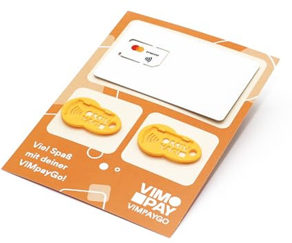 VIMpayGo – die kleinste MasterCard der Welt: NFC-Microcard für kontaktloses Bezahlen | Mit Einkaufswagenlöser als Schlüsselanhänger in Gelb
