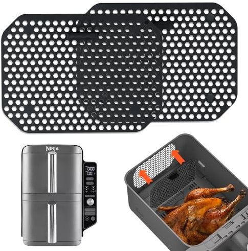 LUOJINYI 2 Piezas Protector Contra Salpicaduras Compatible con Ninja Double Stack XL SL400EU y SL300EU, Protector de Silicona Contra Salpicaduras para Accesorios de Freidora de Aire Caliente Ninja