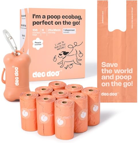 Hundekotbeutel Biologisch Abbaubar mit Henkel und Spender Kotbeutel für Hunde mit Duft 108 Stück 9 Rollen Spender Aus Recycelten Materialien Hergestellt 50% Speisestärke Auslaufsicher