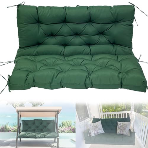 WRQIOO Garden Bench Cushion, 2 3 4 Seater Waterproof Swing Chair Cushion with Backrest&Ties, Replacement Cushions for Outdoor Furniture, Soft Outdoor Hammock Bench Pad, Perfect for Patio Porch Lawn