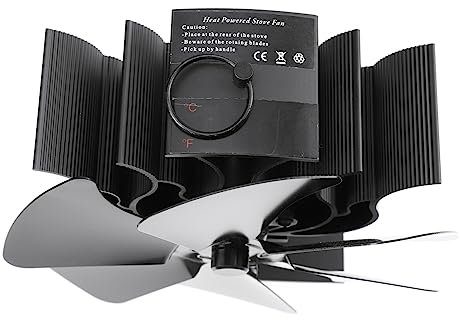 GLEAVI Thermallüfter Hitze Heizlüfter Kaminventilator aus Holz Herdfan Kaminfan Holzbefeuerter Wärmeantrieb Lüfter für Herd Holzofen Fans Aluminium Black