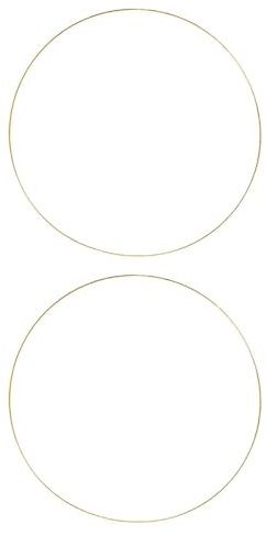 2 x goldene Metall-Blumen-Kreolen, rund, handgefertigt, 60 cm, Kranz, Makramee-Ringe für Hochzeit, Wandbehang, Basteln, Heimdekoration, 2 Stück