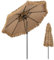 COSTWAY Parasol de Jardin Exterieur Ø318 cm, Parasol Hawaïen Exotique en Paille PE à 12 Couches, 30° Inclinaison Réglable et Manivelle, 8 Baleines, Toit Ventilé, pour Jardin Plage Piscine